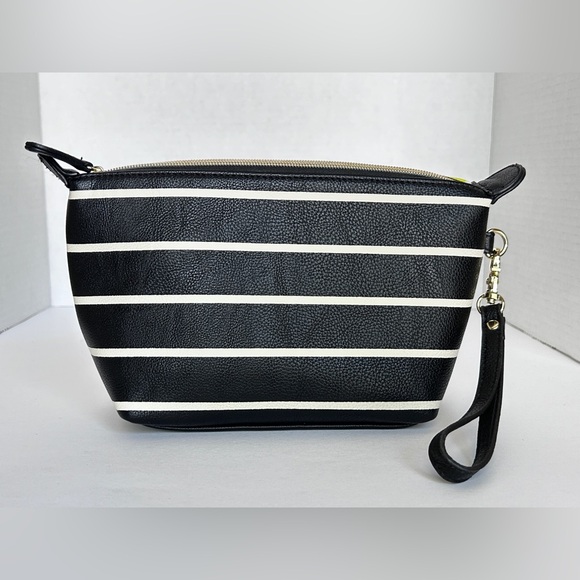 Betsy Johnson Cosmetic Bag / Wristlet - Floral, Black & White - Picture 2 of 13